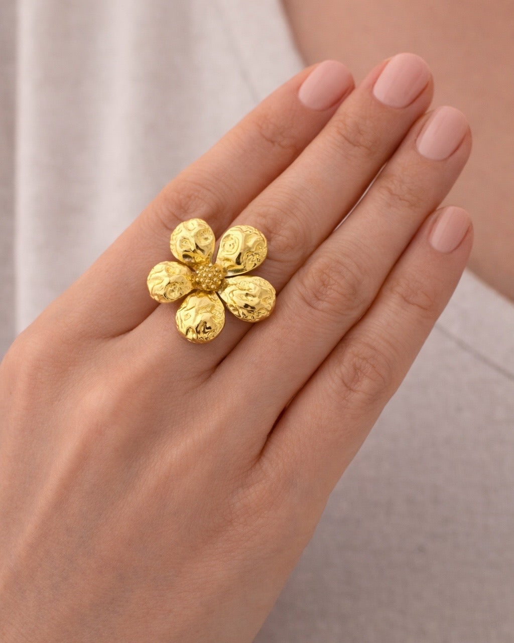 Gold ring with flower design elegant floral jewelry piece
