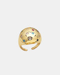 Gold pebble-style ring with multicolor stones elegant jewelry design