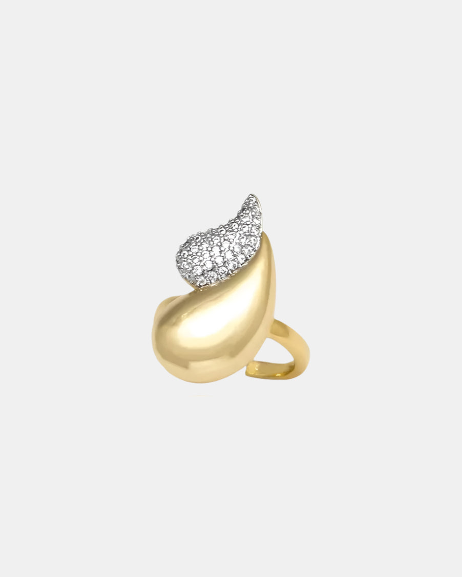 Gold ring with silver teardrop detail elegant jewelry design