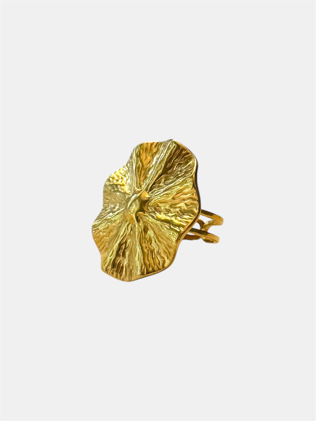 Gold ring with textured surface design