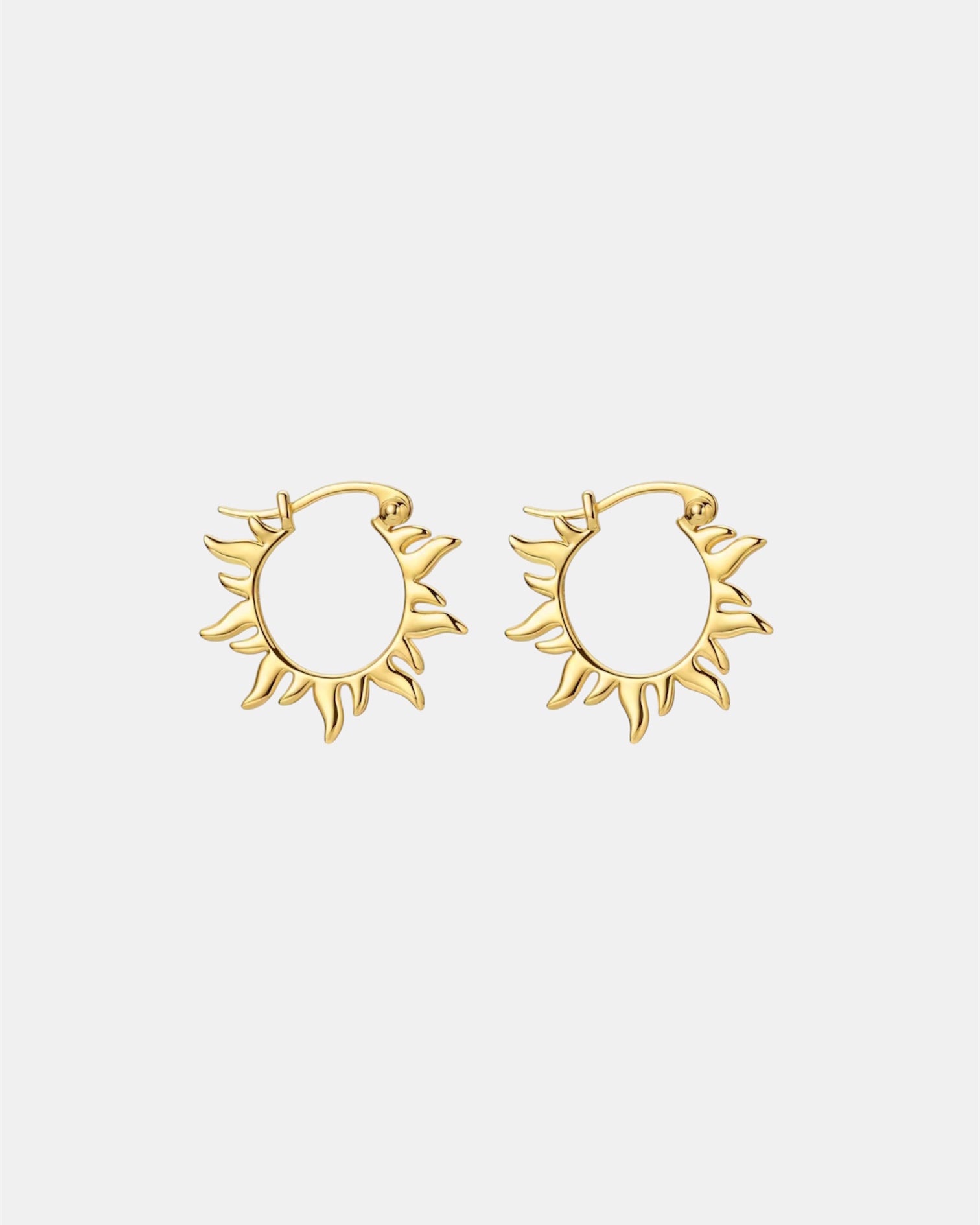 Gold sun earrings in sterling silver 925