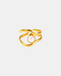 Gold women’s ring with white stone elegant jewelry design