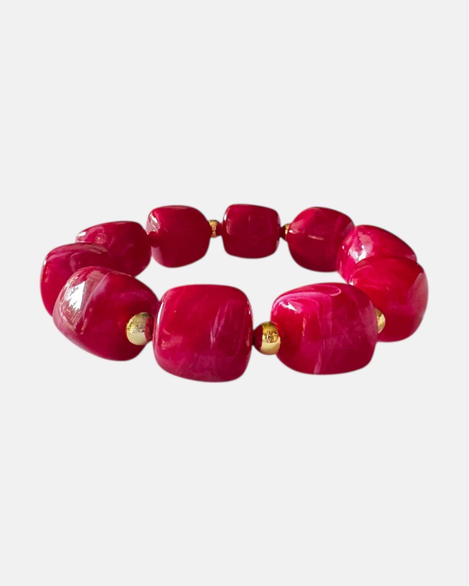 Γυναικείο βραχιόλι σε κόκκινη απόχρωση με χρυσές λεπτομέρειες