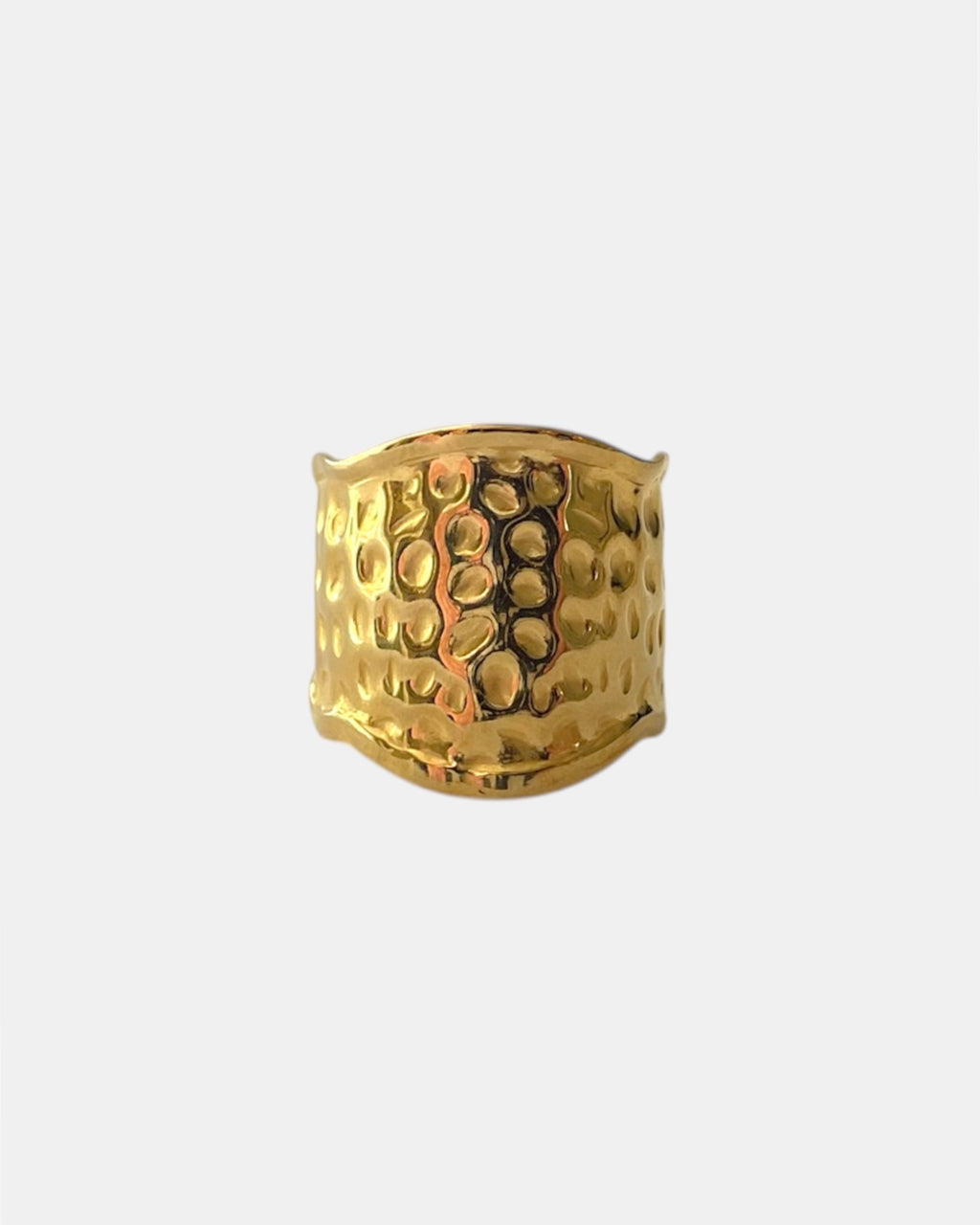 Hammered gold ring with textured finish