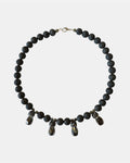 Handmade necklace with black beads and crystal elements