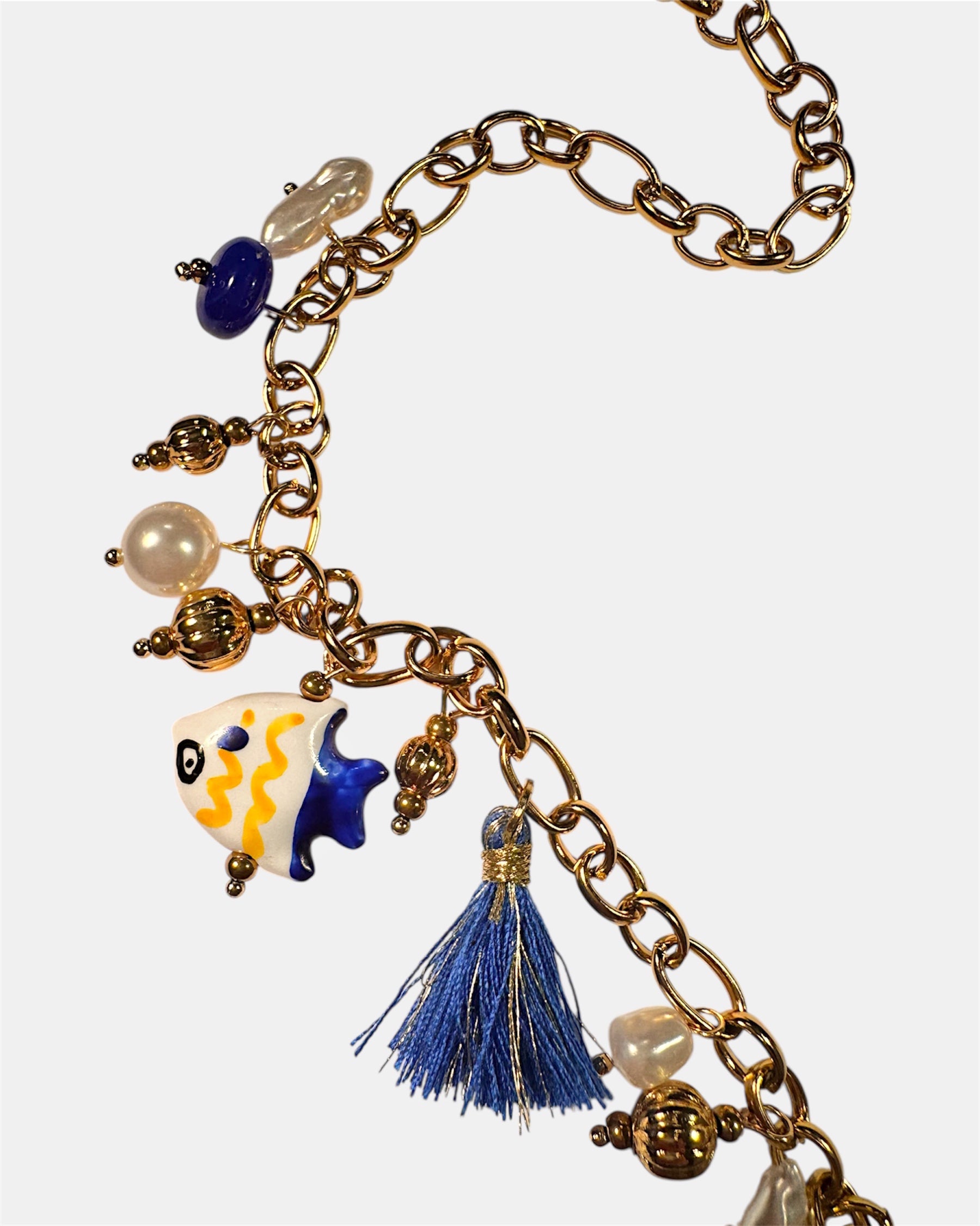 Handmade women's gold denim star necklace