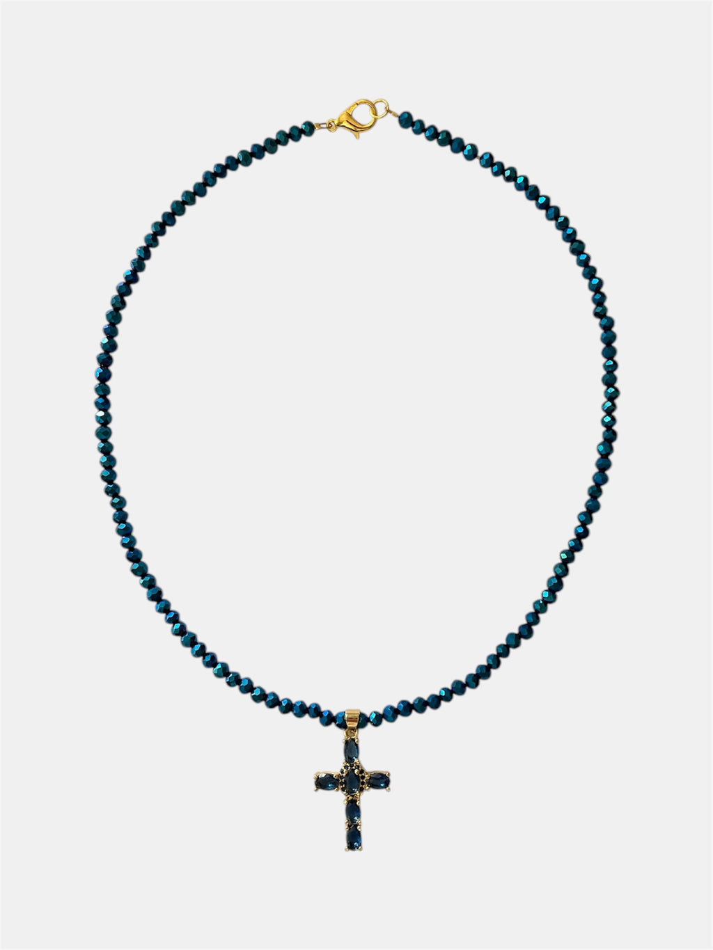 Χειροποίητο γυναικείο κολιέ με μπλε σταυρό