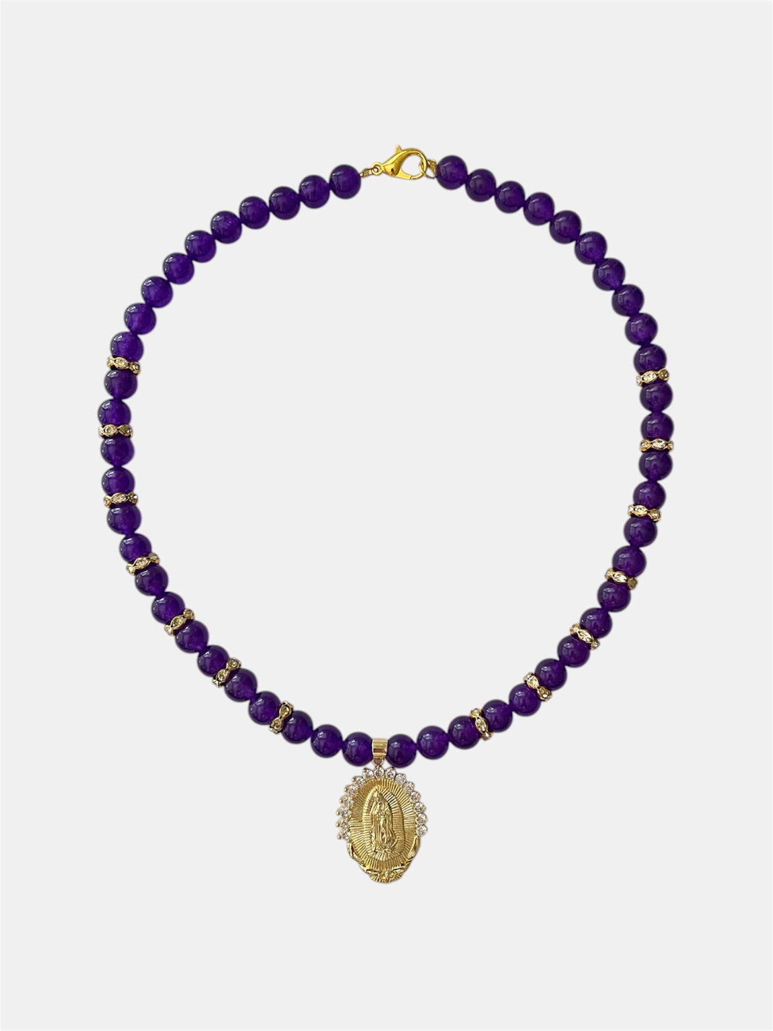 Χειροποίητο γυναικείο μώβ κολιέ με διακοσμητικό στοιχείο