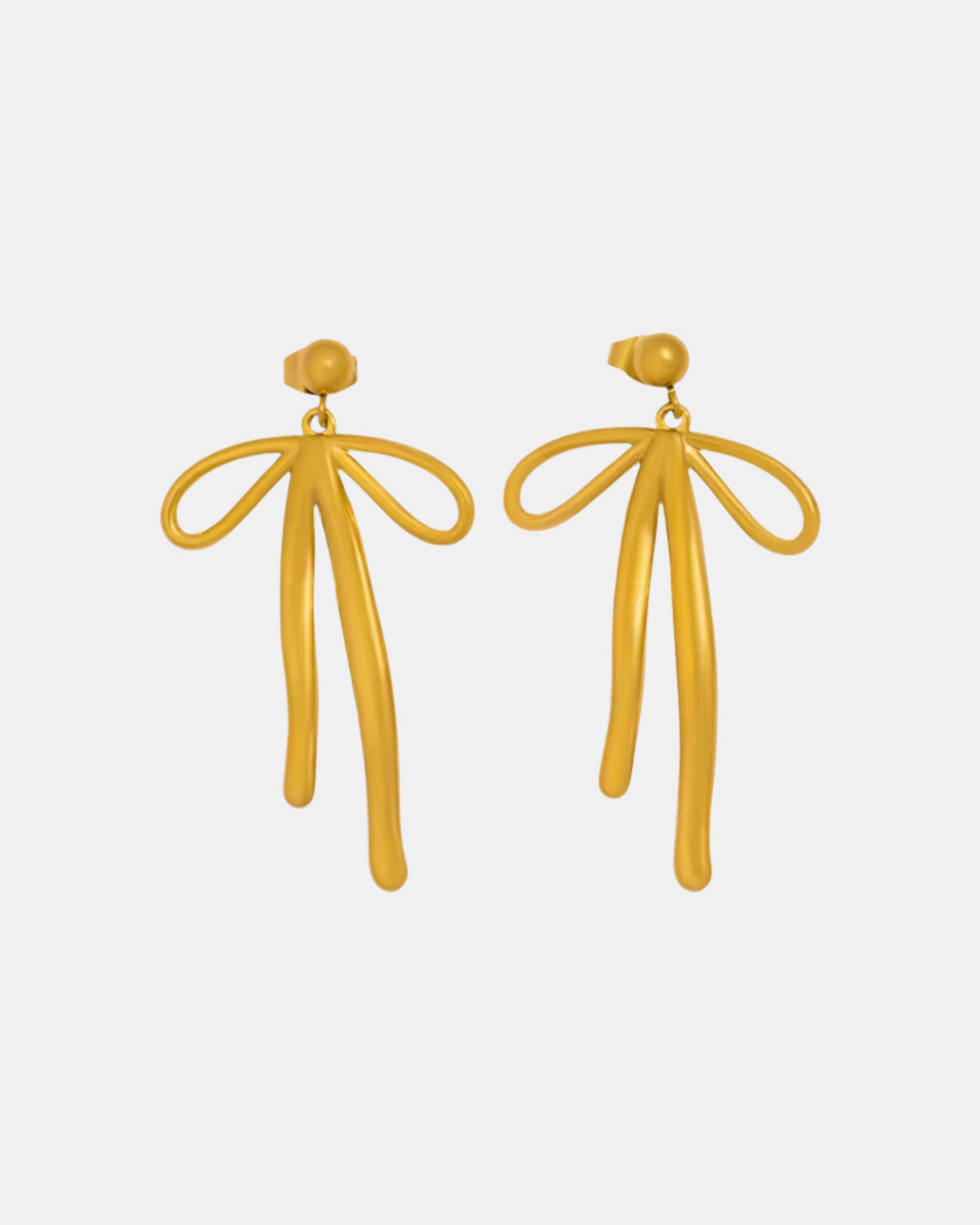 Κρεμαστά χρυσά σκουλαρίκια σε σχήμα φιόγκου