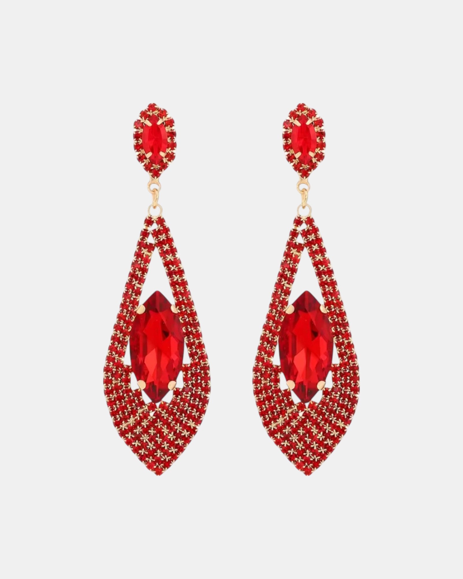 Κρεμαστά κόκκινα σκουλαρίκια σε σχήμα δάκρυ