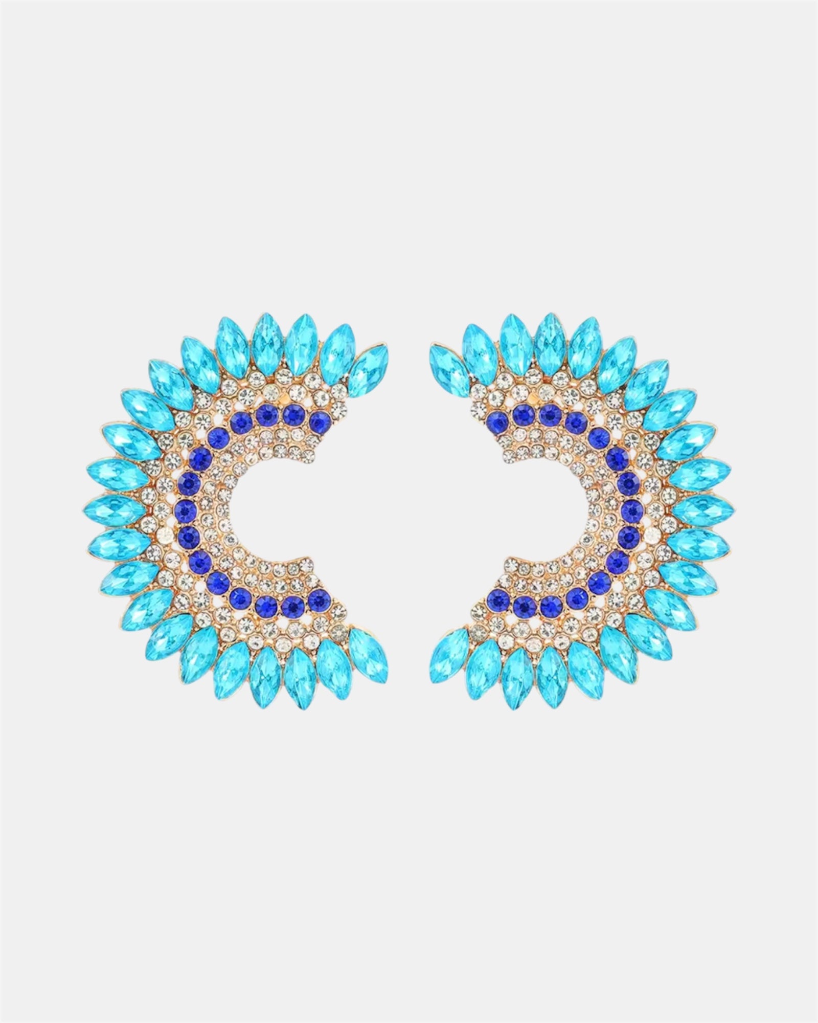 Κρεμαστά μπλέ σκουλαρίκια με σχέδιο μισοφέγγαρο – μοντέρνο και κομψό αξεσουάρ