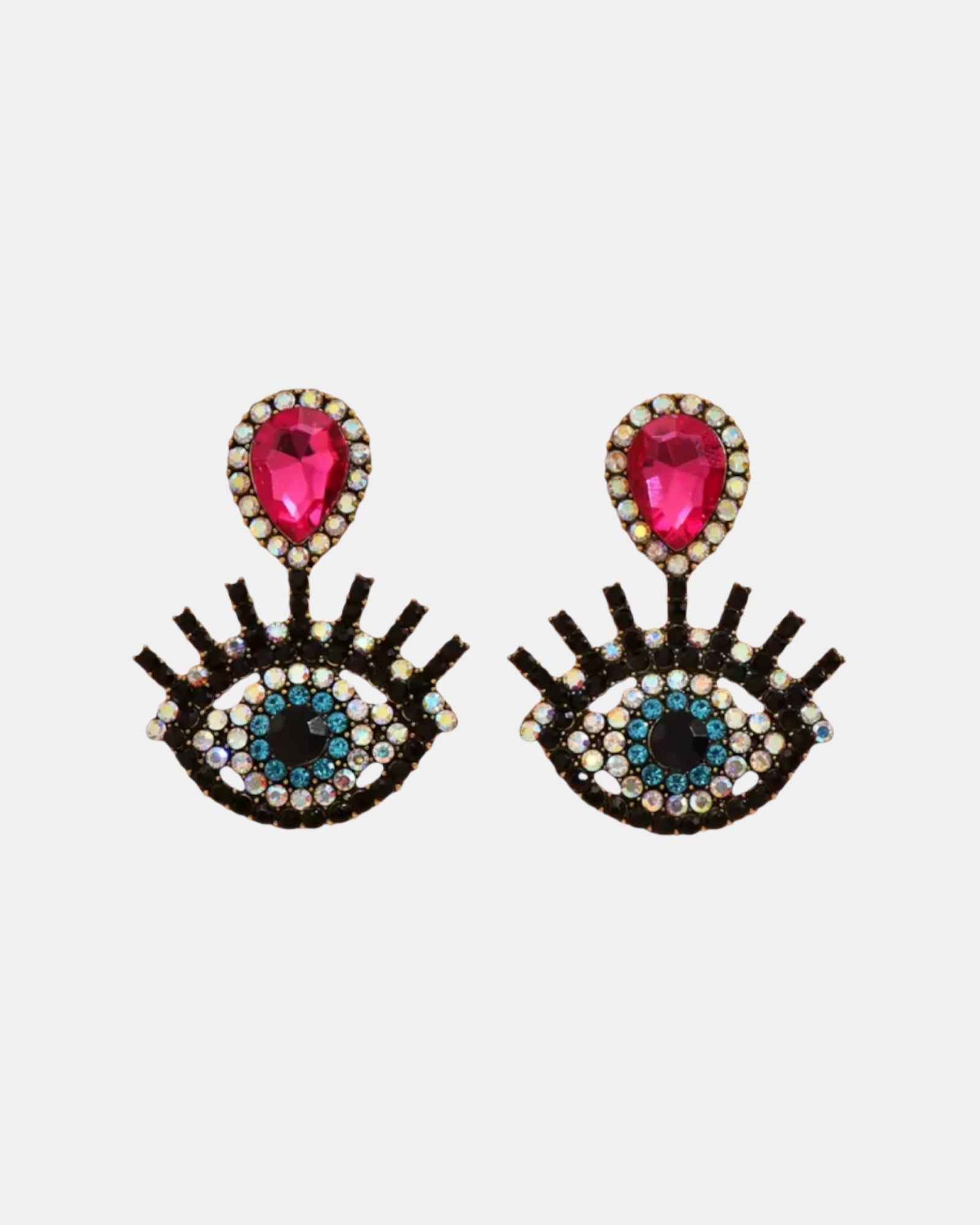 Κρεμαστά πολύχρωμα σκουλαρίκια με διακοσμητικό στοιχείο μάτι