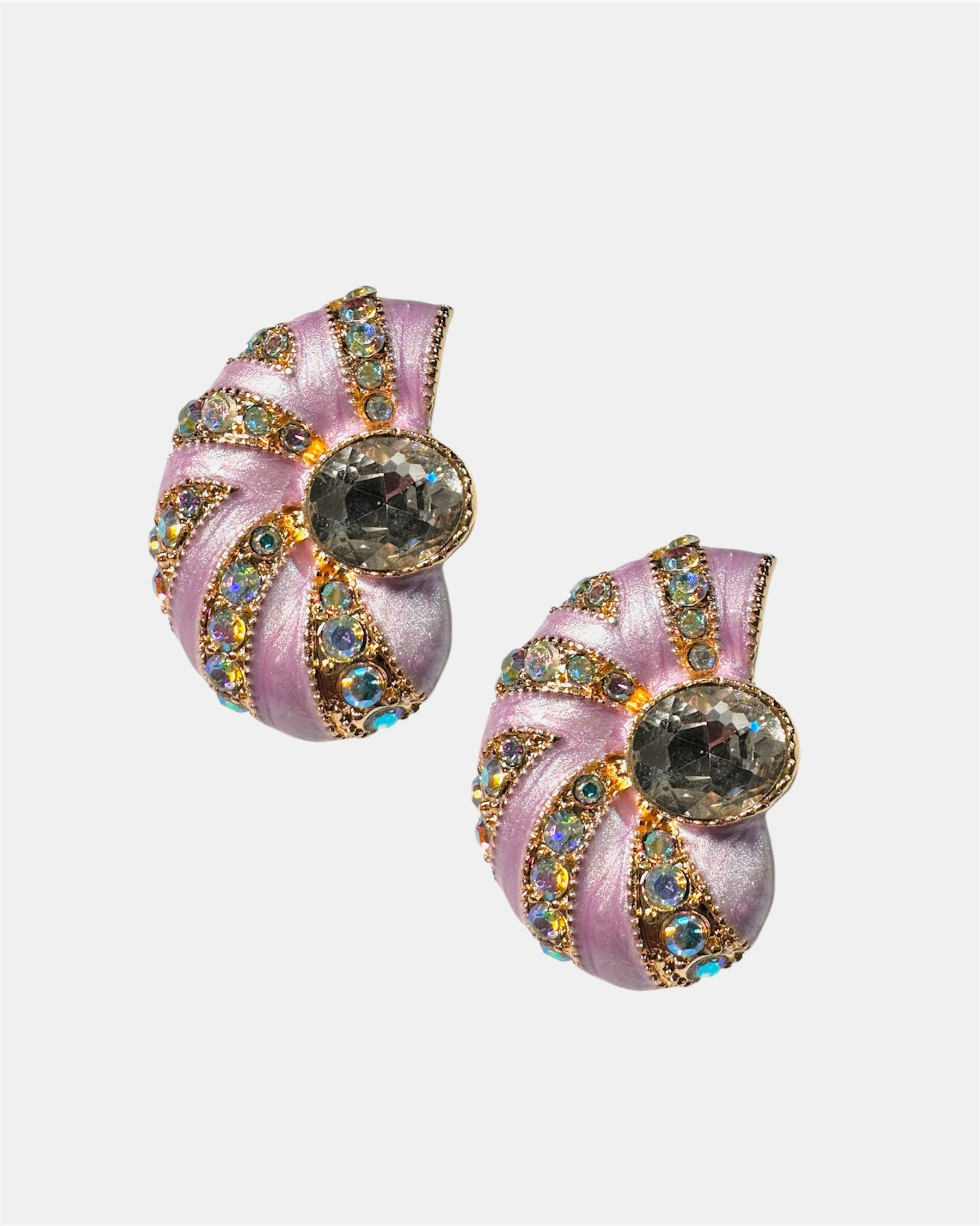 Lilac shell earrings with stones