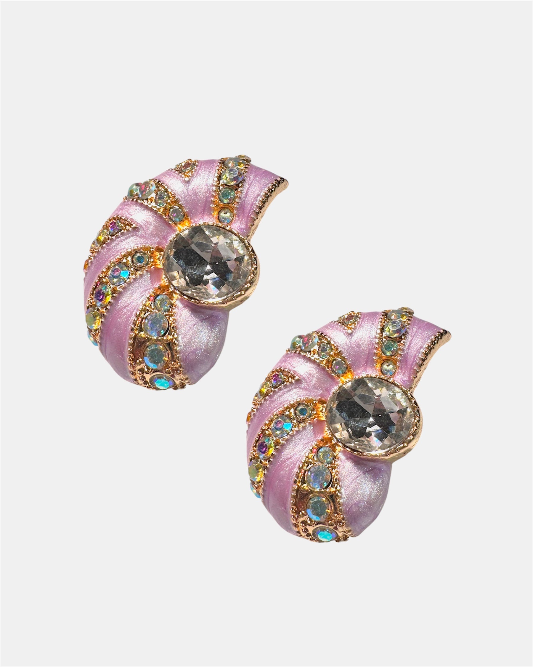 Lilac shell earrings with stones