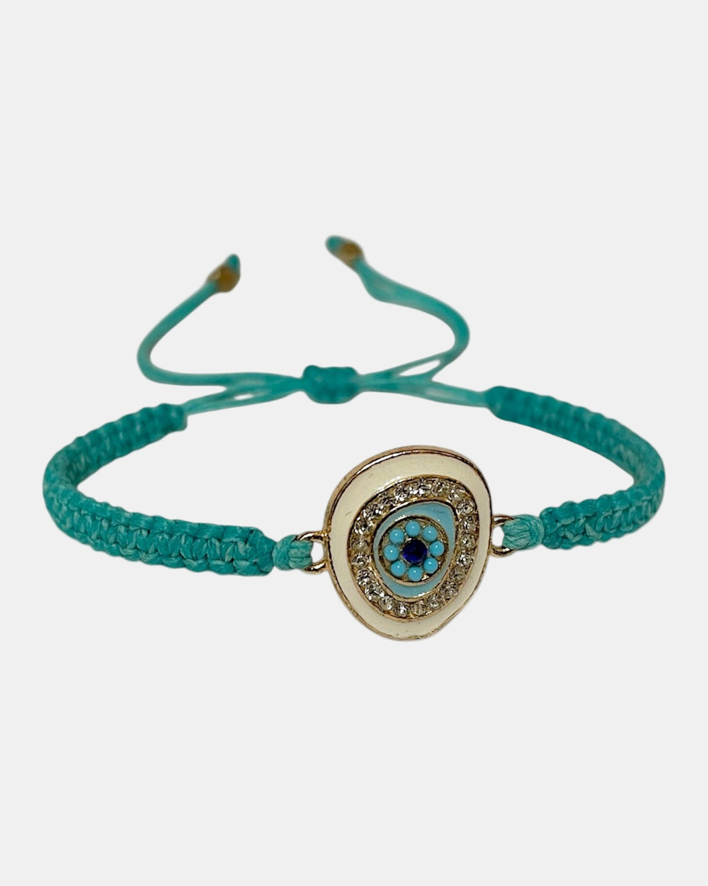 Μακραμέ γαλάζιο βραχιόλι με μάτι.