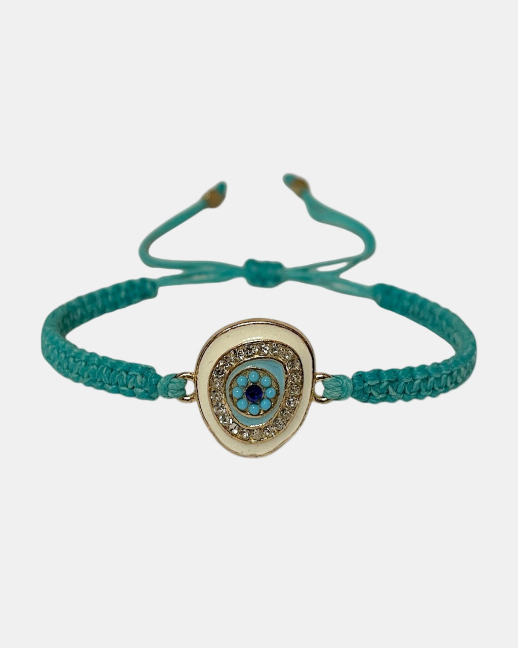 Μακραμέ γαλάζιο βραχιόλι με μάτι.
