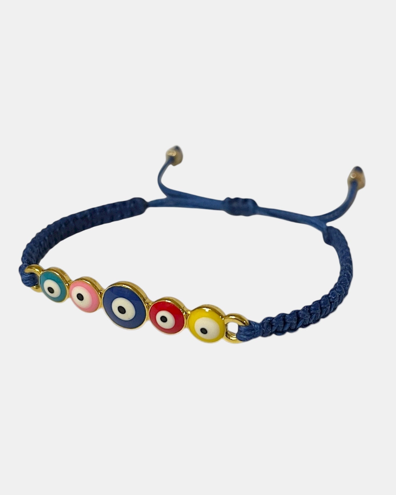 Μακραμέ μπλε βραχιόλι με μάτια.