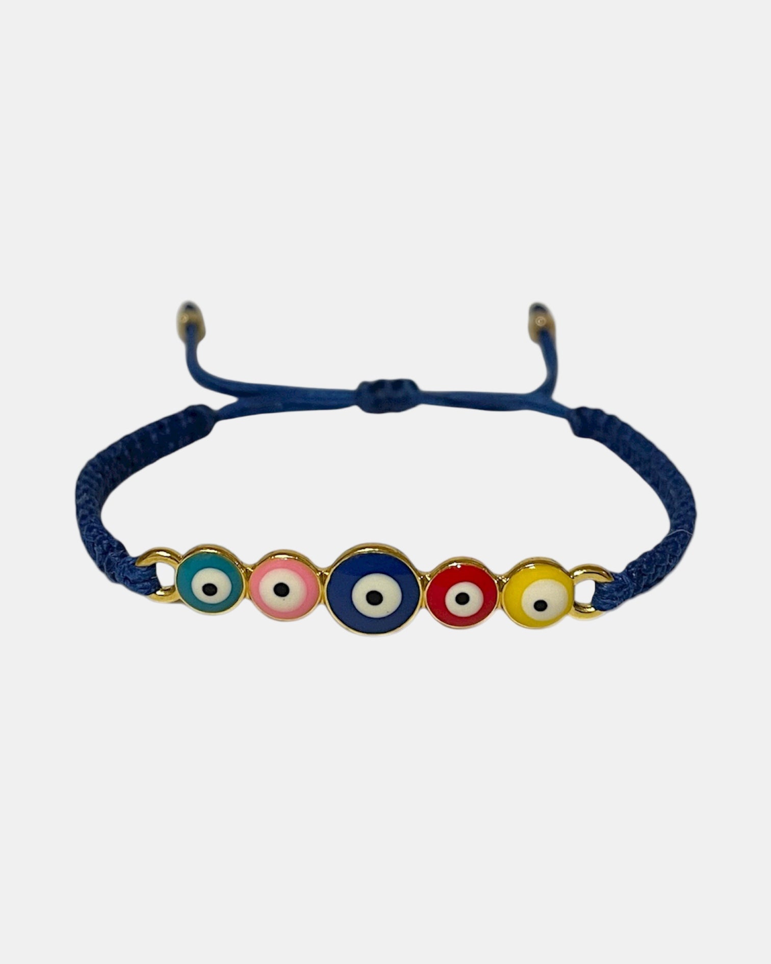 Μακραμέ μπλε βραχιόλι με μάτια.