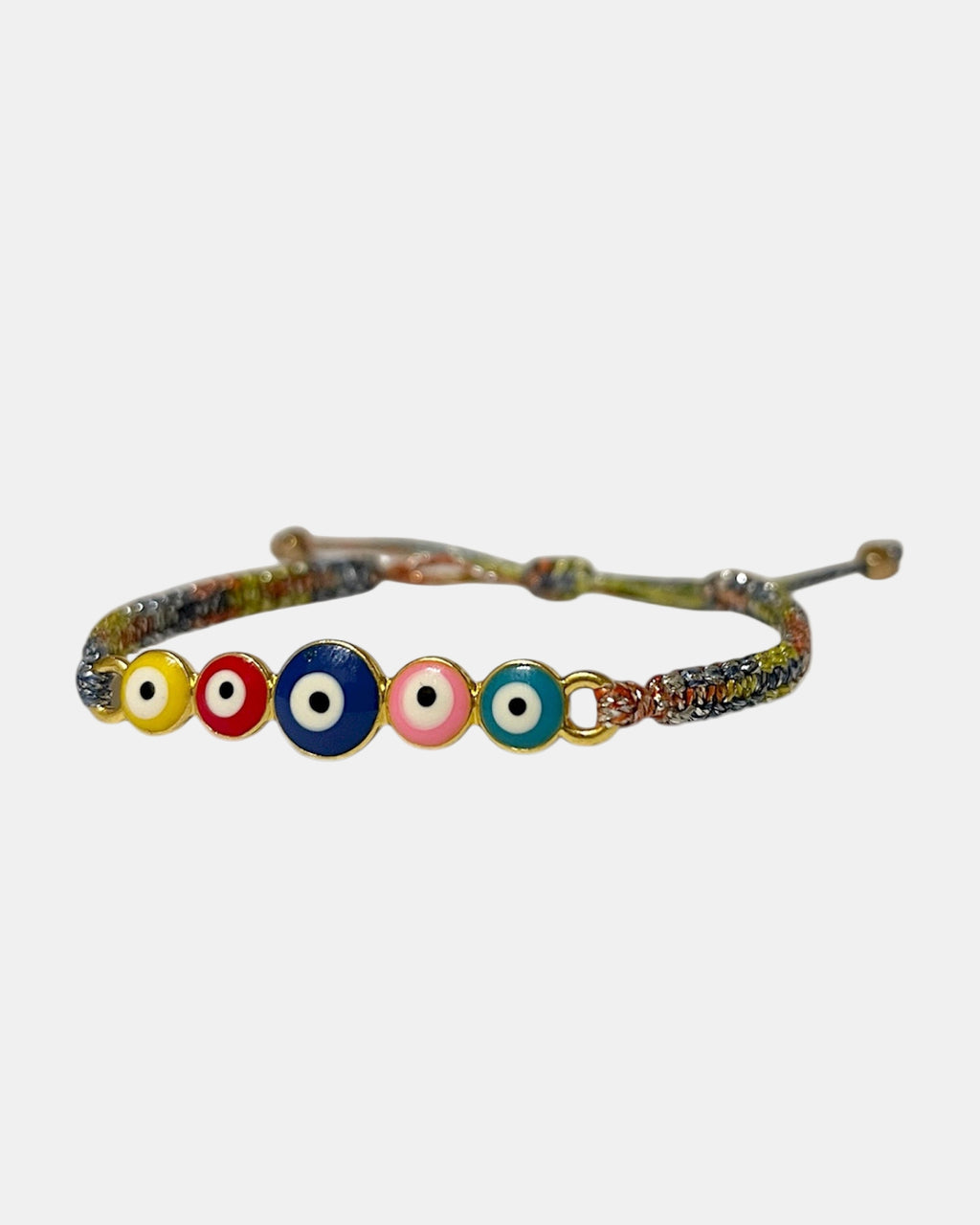 Μακραμέ πολύχρωμο βραχιόλι με μάτια.