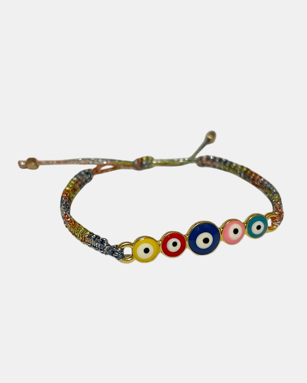 Μακραμέ πολύχρωμο βραχιόλι με μάτια.
