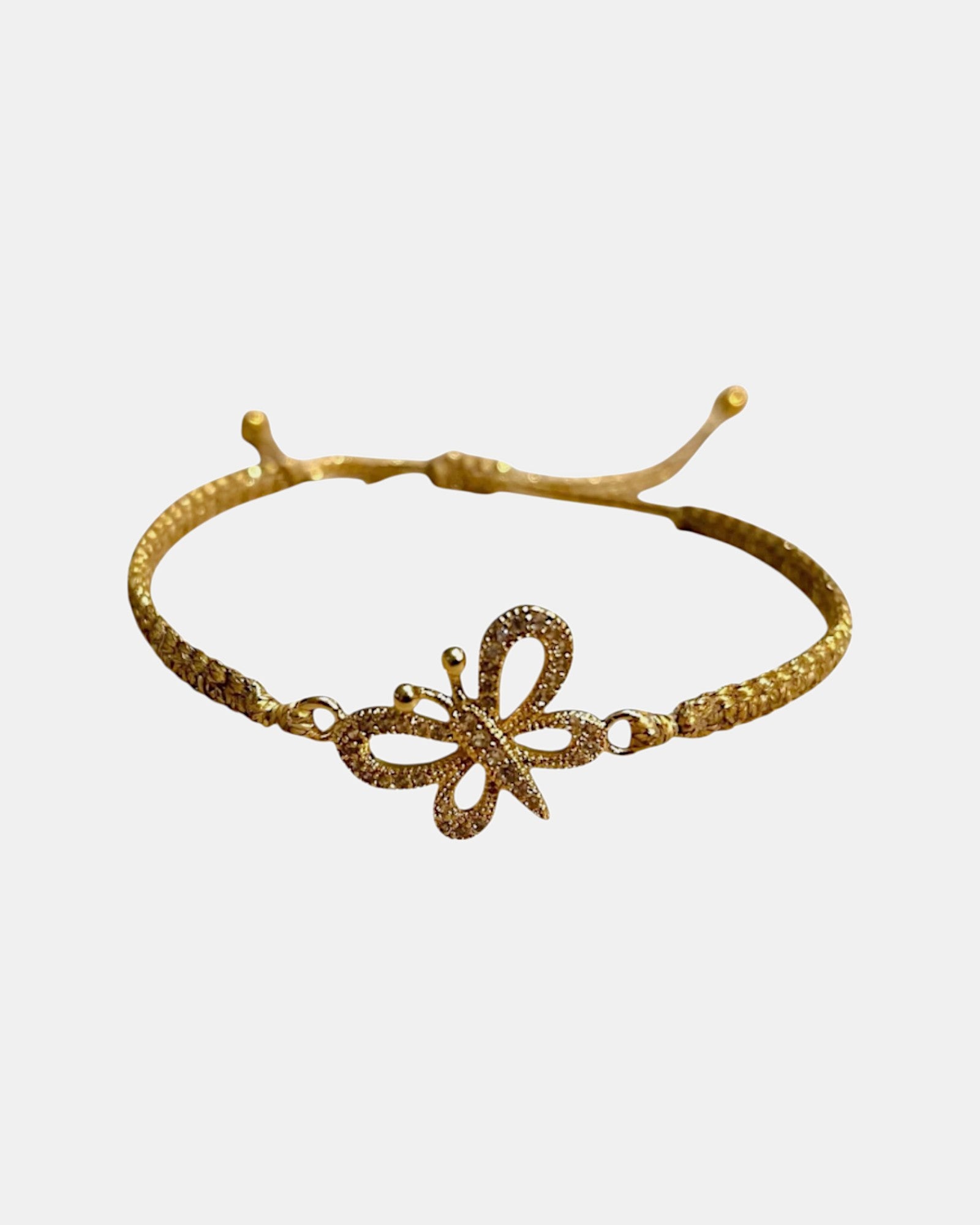 Μακραμέ βραχιόλι χρυσό με διακοσμητικό στοιχείο σε σχήμα πεταλούδας