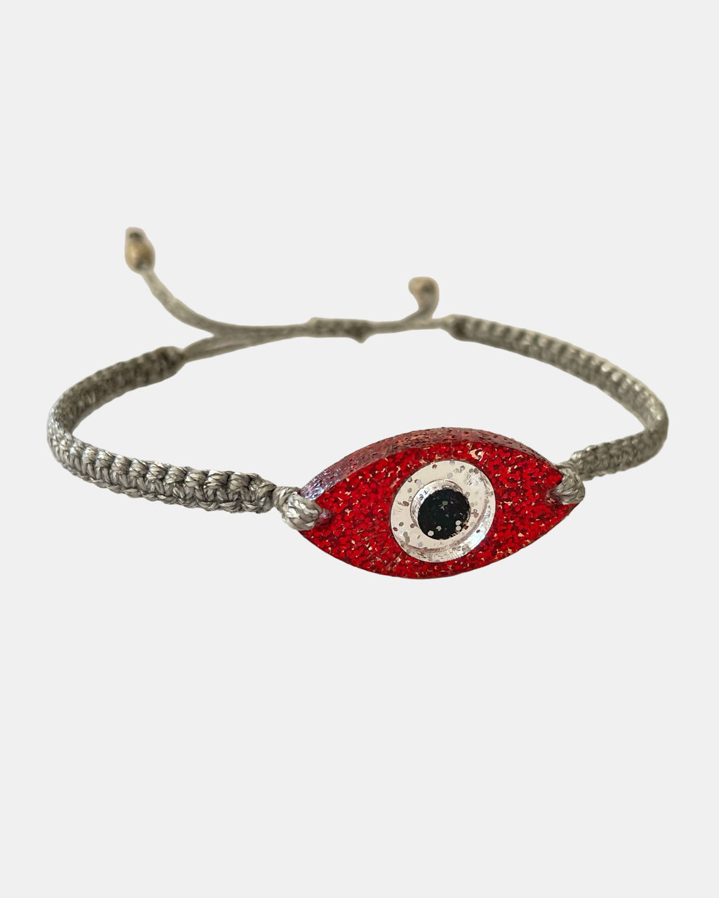 Μακραμέ βραχιόλι ασημί με πλέξιγκλας μάτι, μοντέρνο κόσμημα για γυναίκες