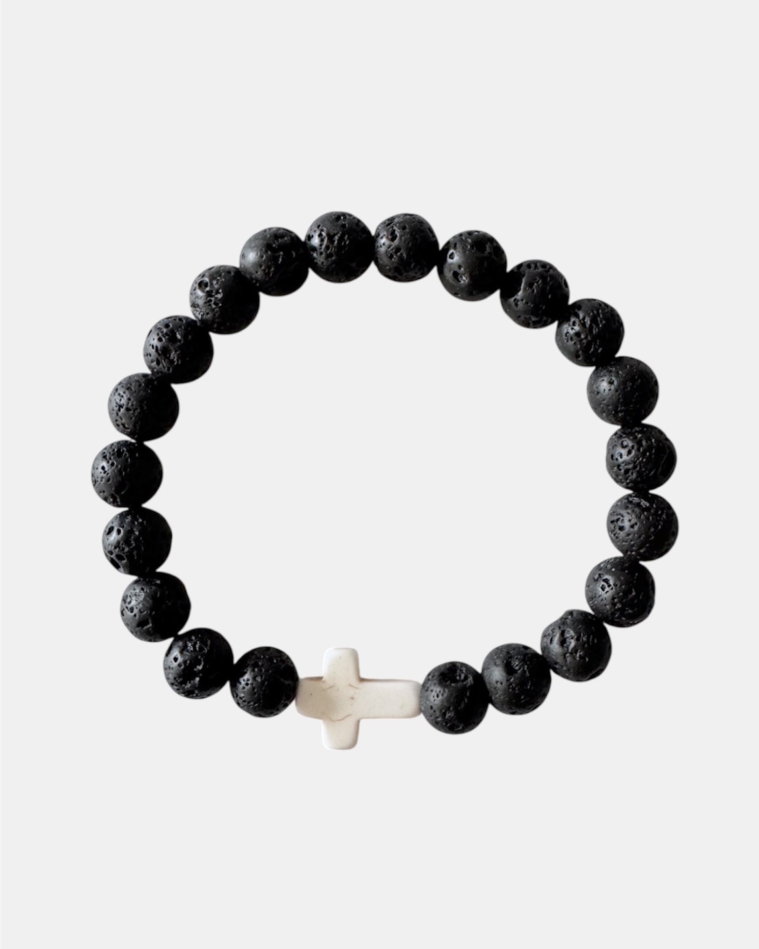 Μαύρο αντρικό βραχιόλι με λευκό σταυρό, μοντέρνο ανδρικό κόσμημα.