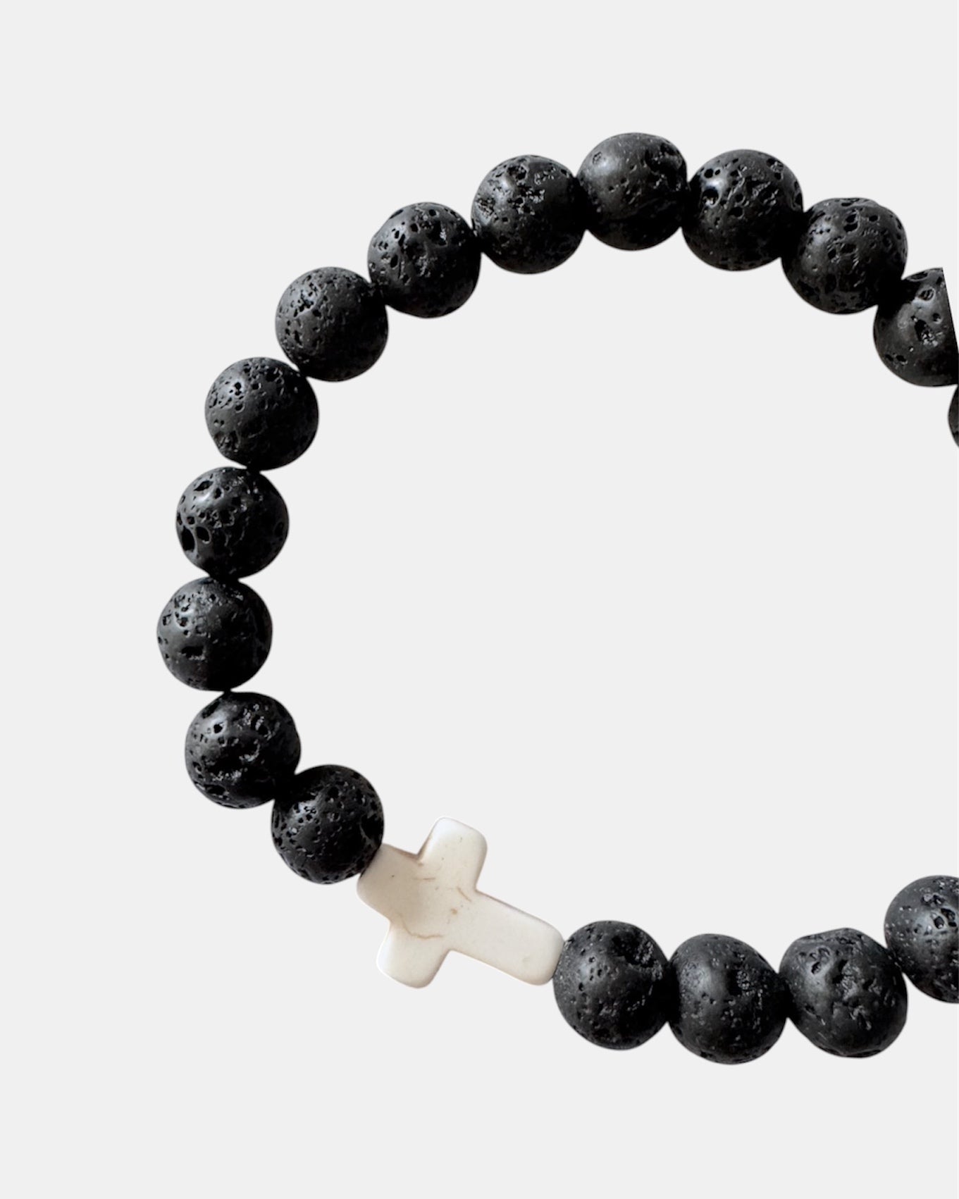 Μαύρο αντρικό βραχιόλι με λευκό σταυρό, μοντέρνο ανδρικό κόσμημα.