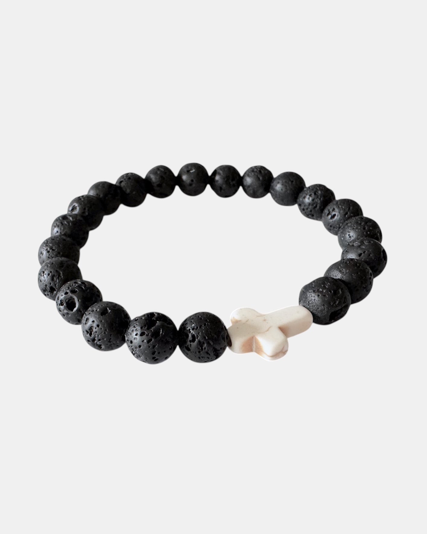 Μαύρο αντρικό βραχιόλι με λευκό σταυρό, μοντέρνο ανδρικό κόσμημα.