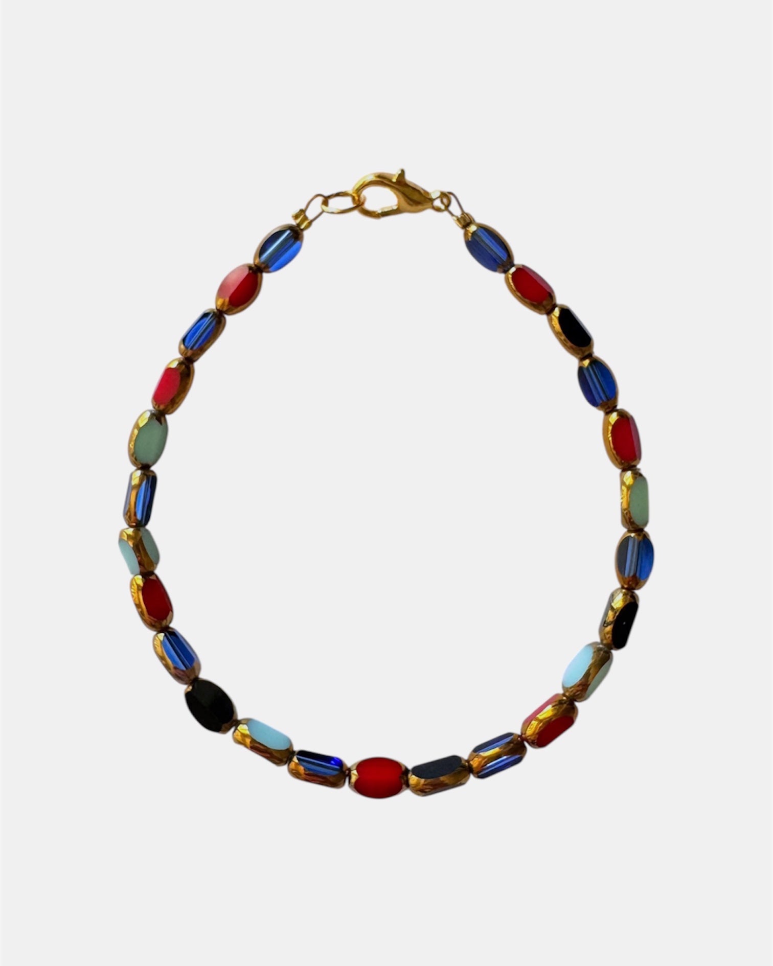 multicolor bracelet with glass beads, handmade jewelry piece for women and girls