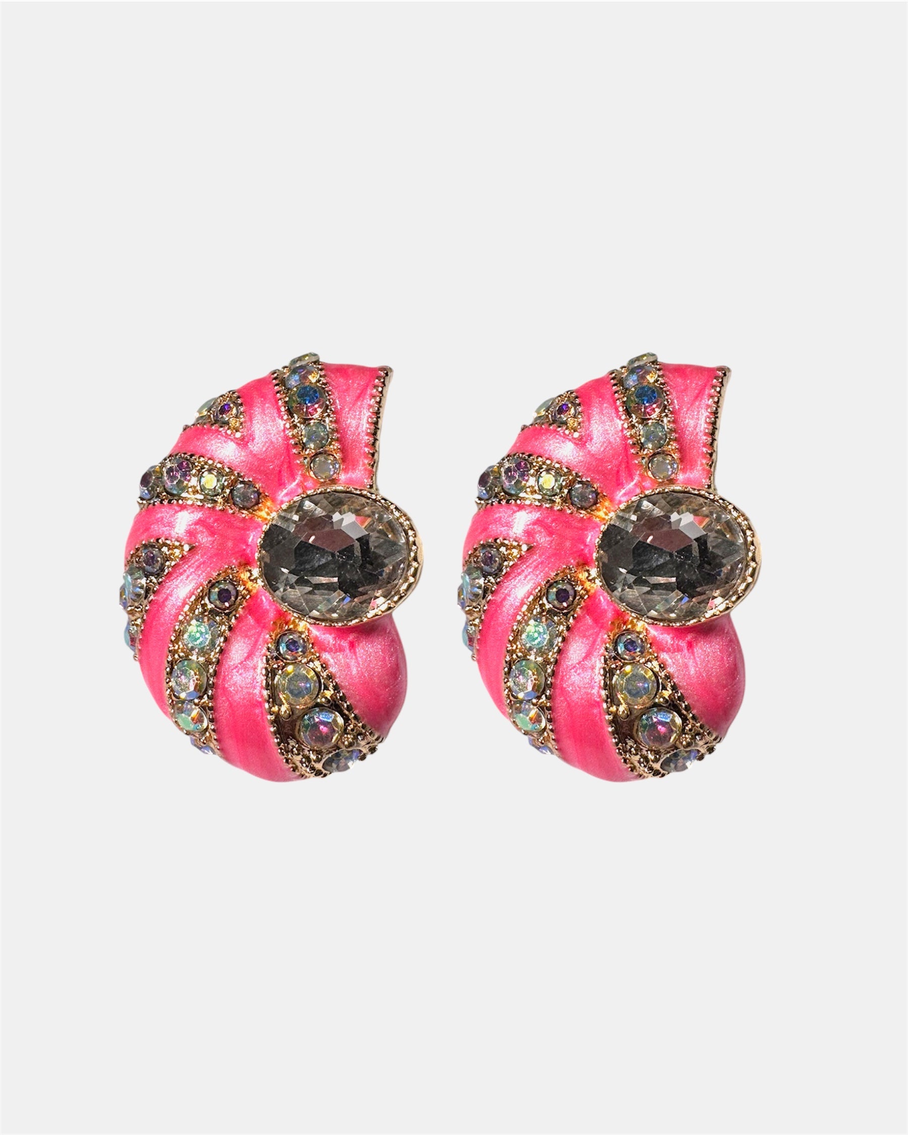 Pink shell earrings with stones
