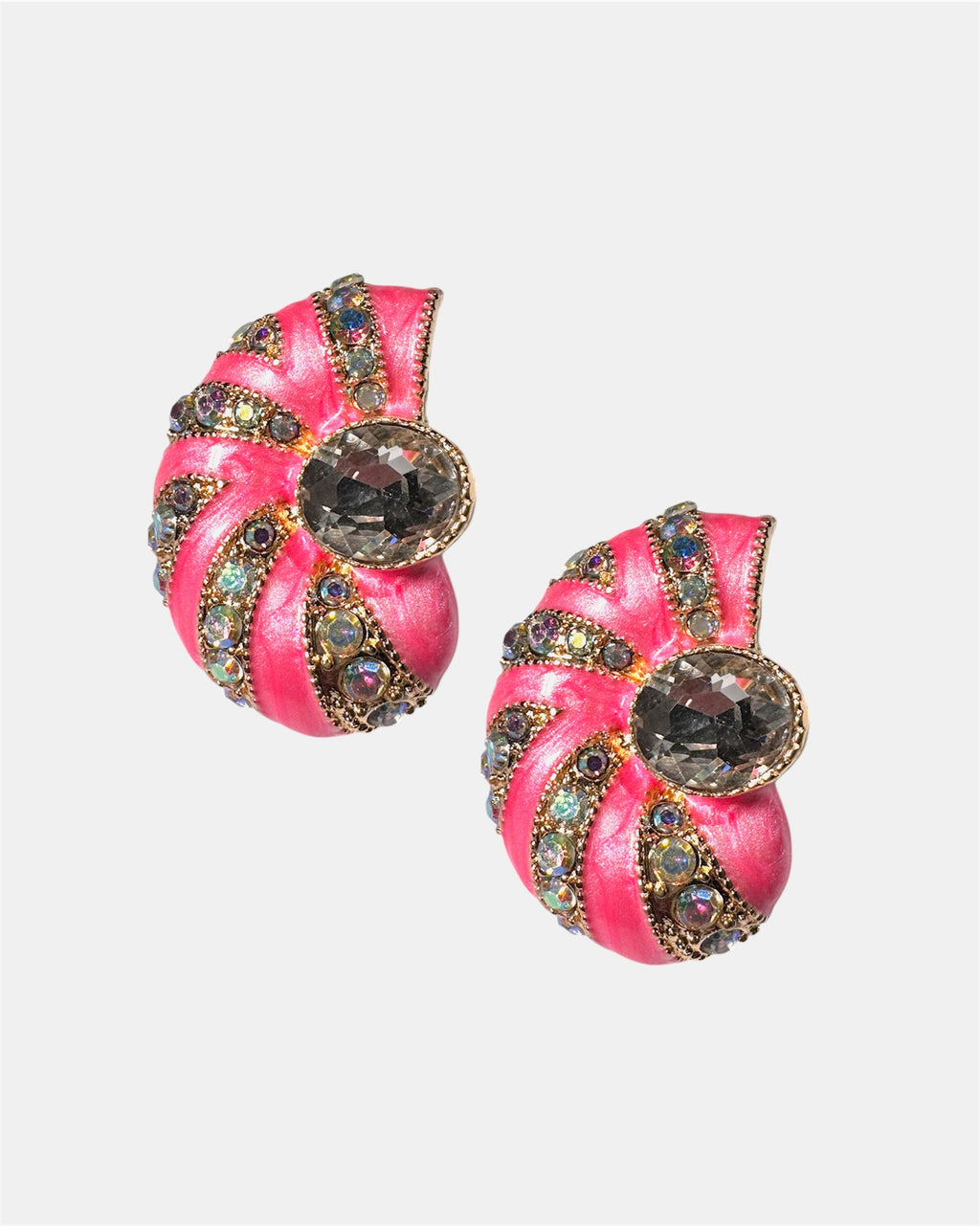 Pink shell earrings with stones