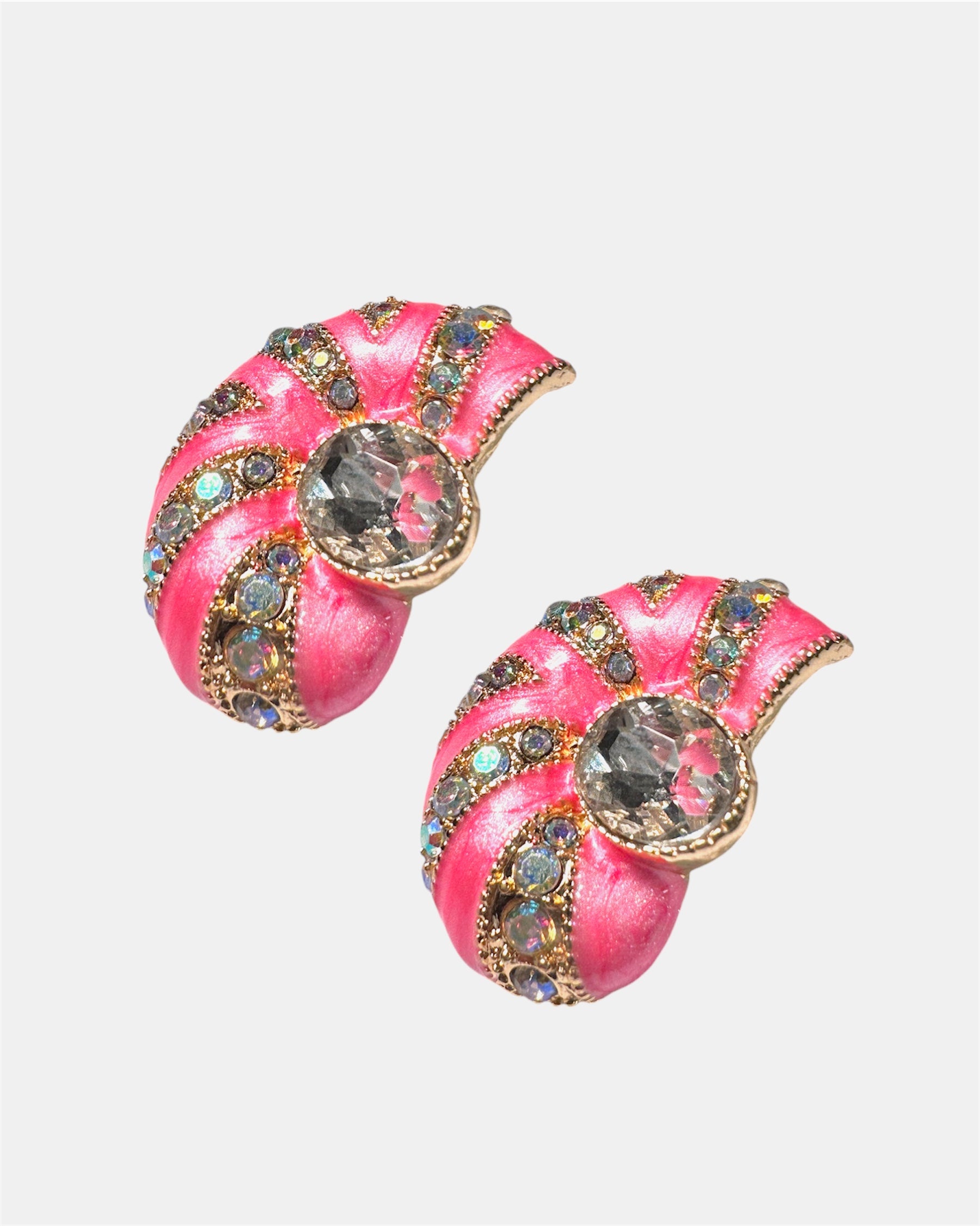 Pink shell earrings with stones