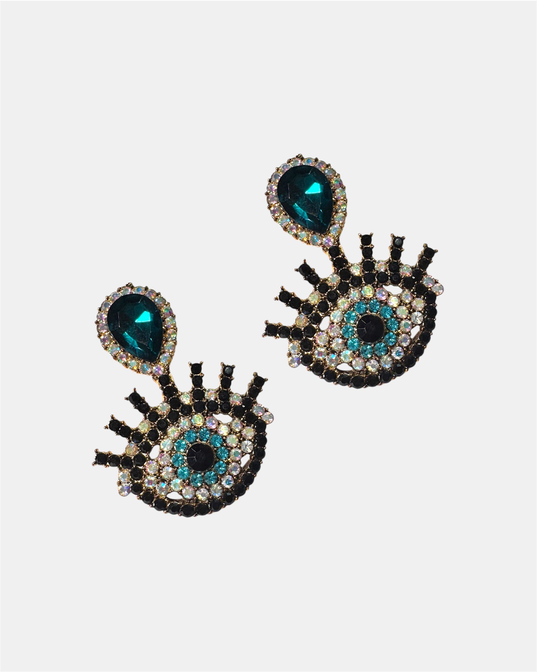 Πράσινα σκουλαρίκια με σταγόνα και κρύσταλλα, γυναικείο κομψό κόσμημα με λάμψη.