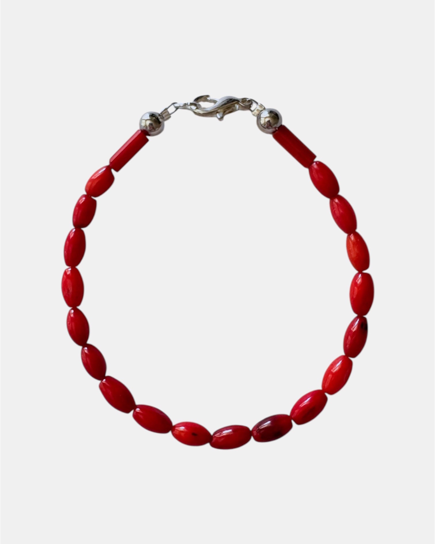 red bracelet with coral beads, handmade jewelry piece for women and girls
