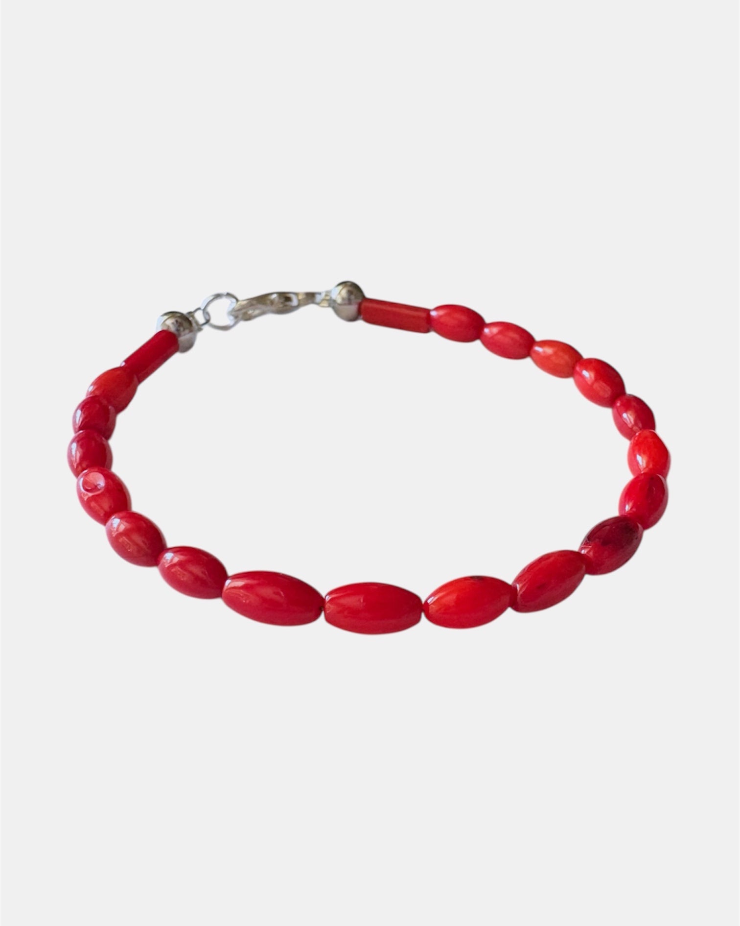 red bracelet with coral beads, handmade jewelry piece for women and girls