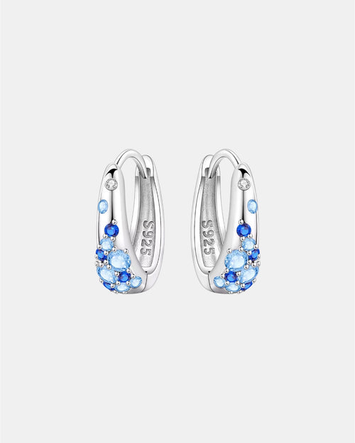 Silver 925 earrings with blue zircon stones and elegant polished finish