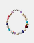 Silver bracelet with multicolored beads