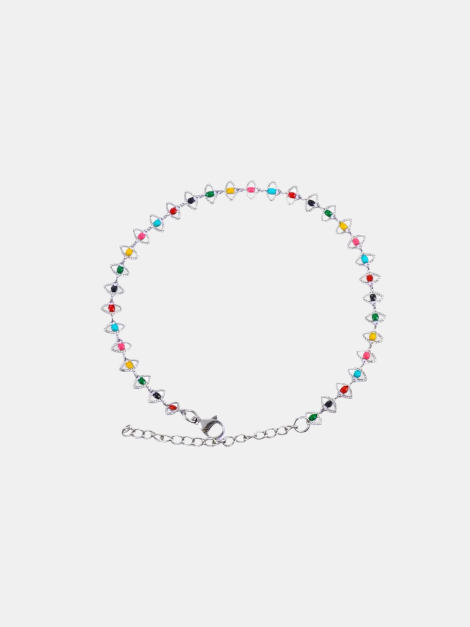 Silver bracelet with small eye charms