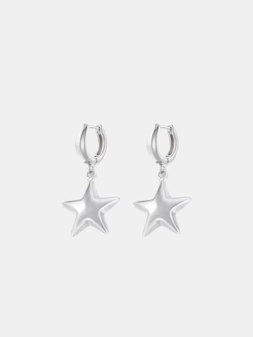 Silver dangle earrings with a star design