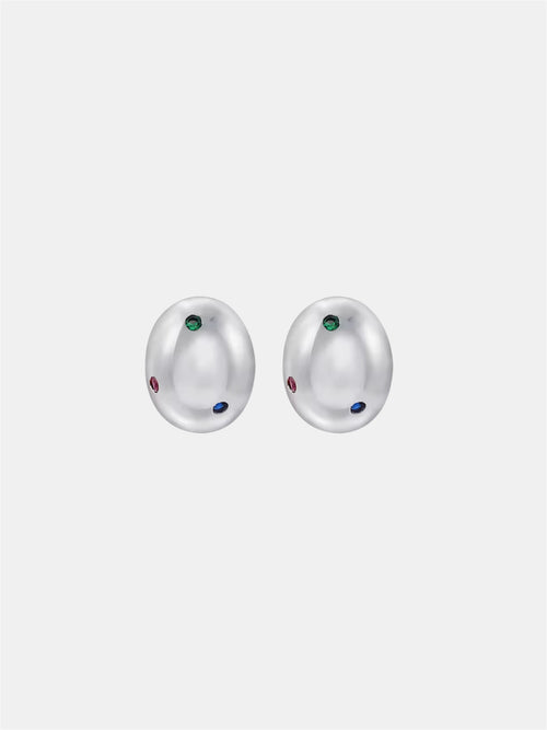 Silver earrings with egg design