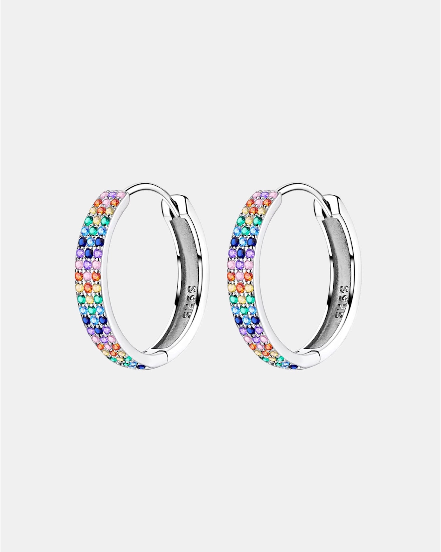 Silver earrings in sterling silver 925 with multicolor zircon stones