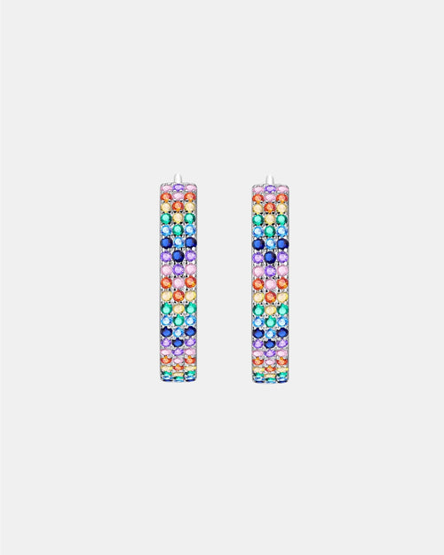 Silver earrings in sterling silver 925 with multicolor zircon stones