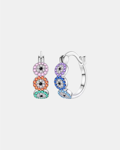 Silver evil eye earrings made of 925 silver with protective symbol design