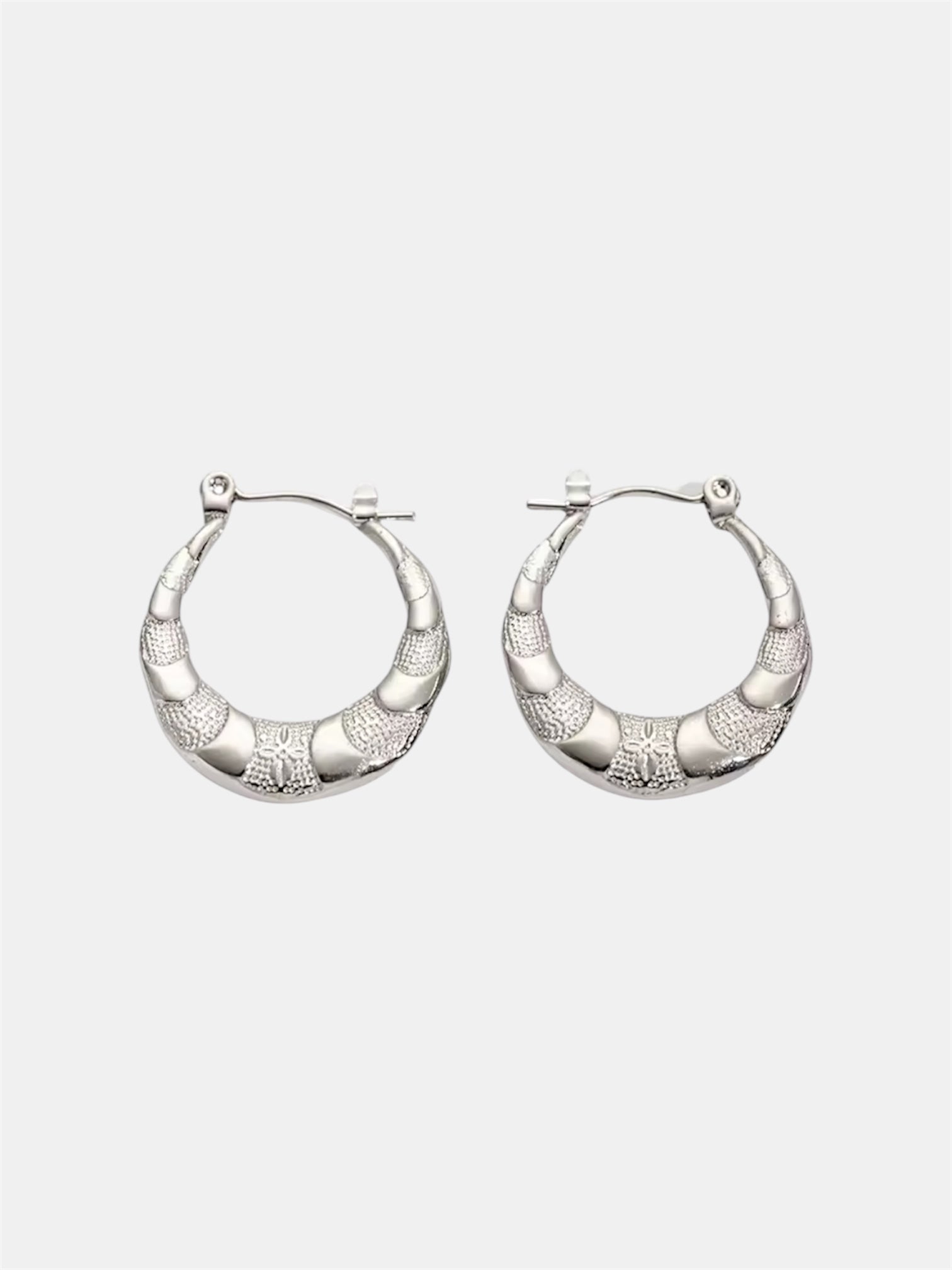 Silver hoop earrings.