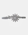 Silver macrame bracelet with zircon flower