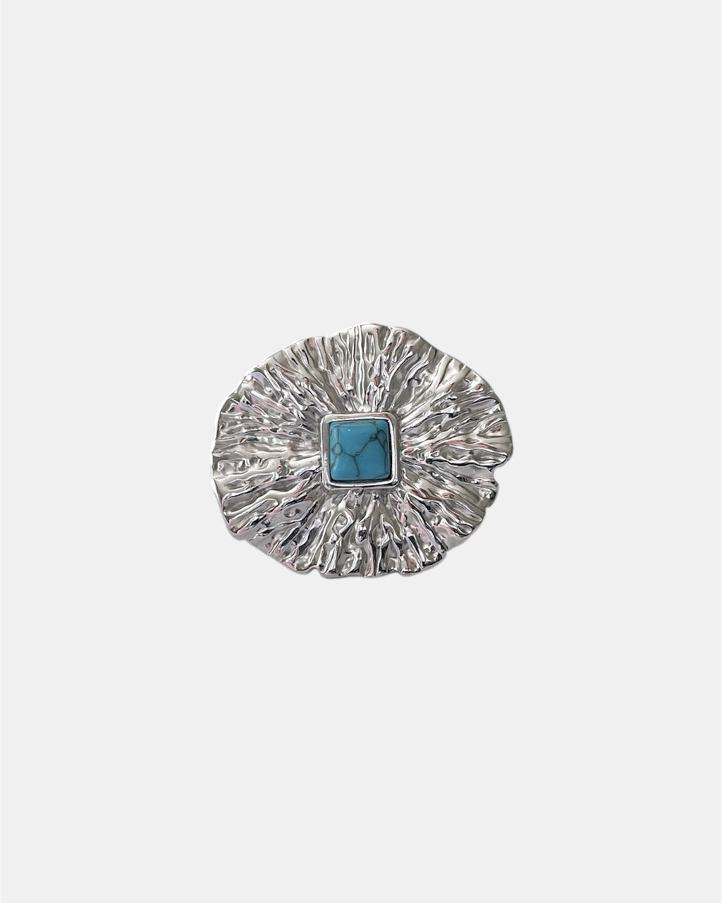 Silver open ring with light blue stone elegant jewelry design