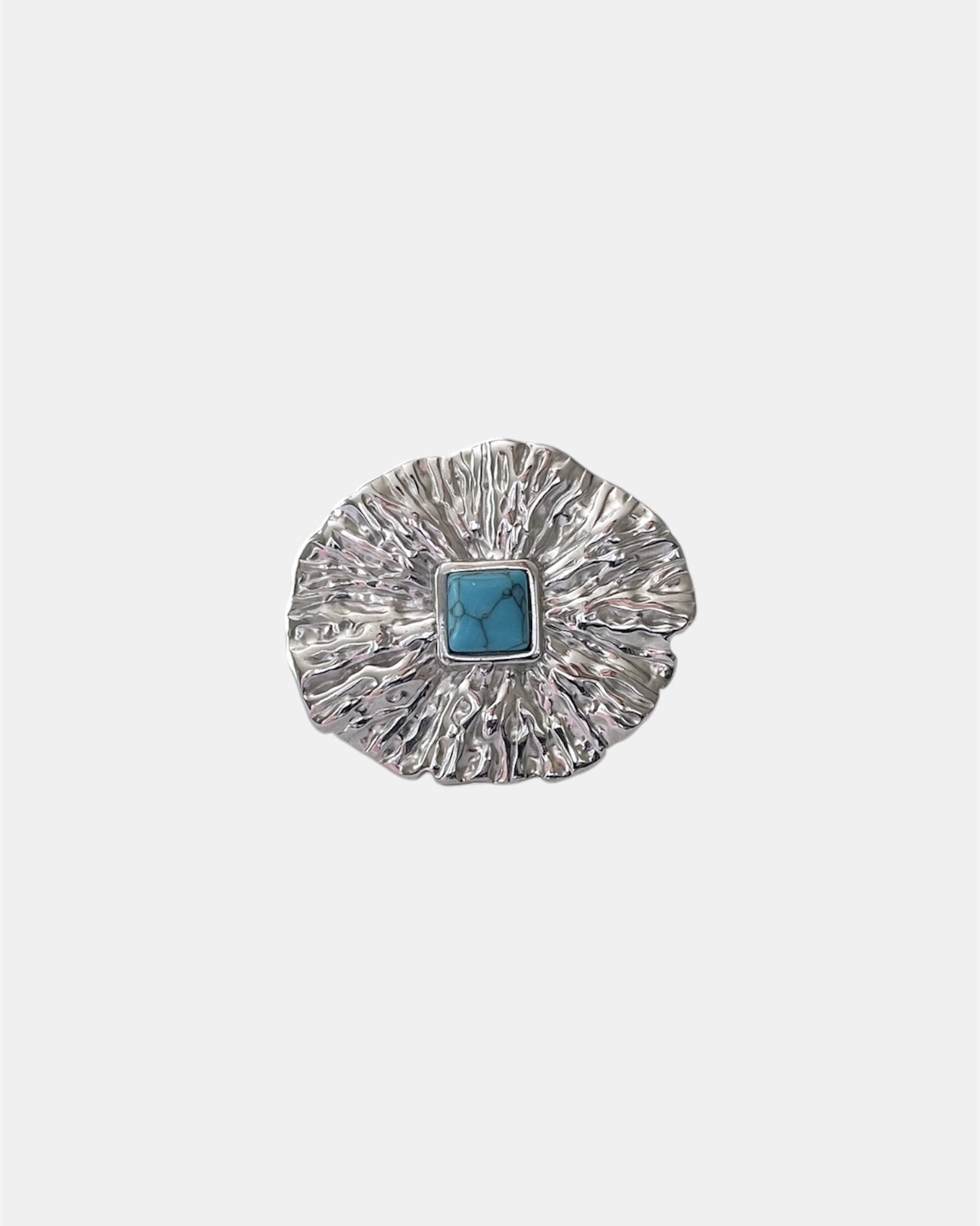 Silver open ring with light blue stone elegant jewelry design