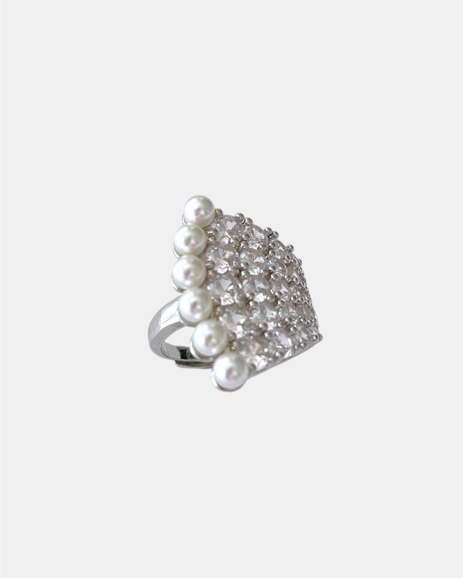 Silver ring with pearls elegant jewelry design