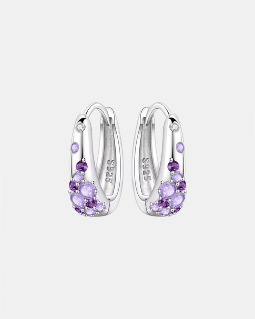 Silver earrings made of 925 silver with purple zircon stones and elegant finish